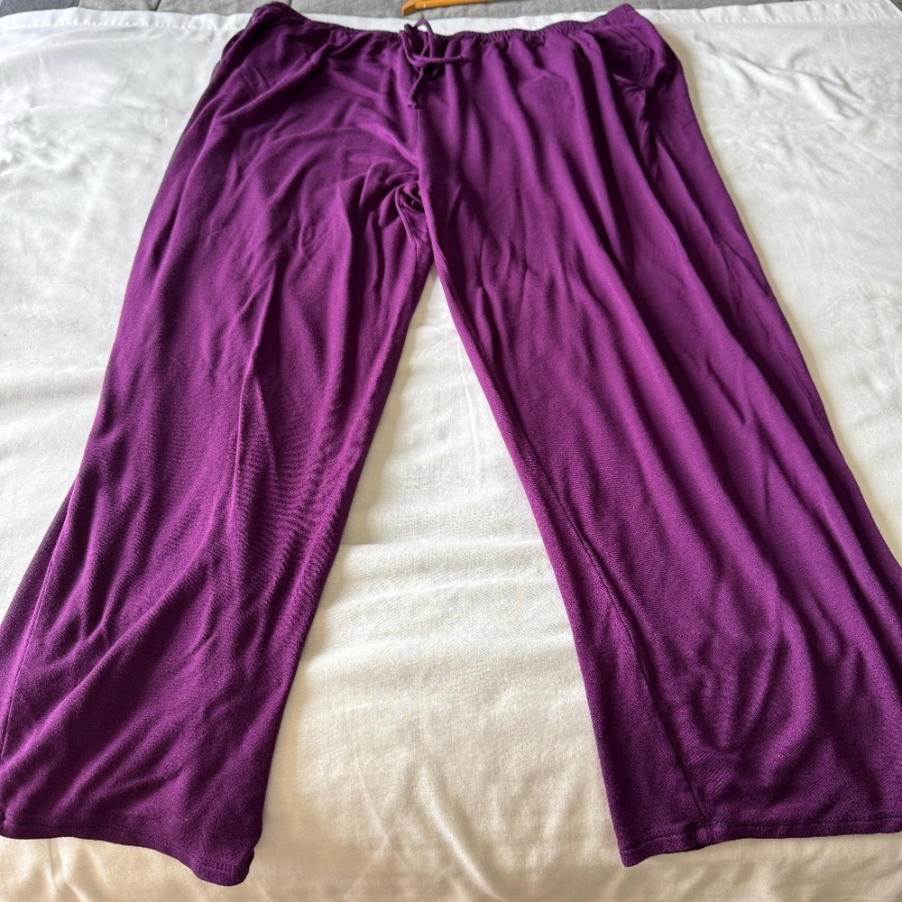 Emerald Women's Pull On Casual Sweatpants Elastic Waist‎ Lightweight Purple 3X